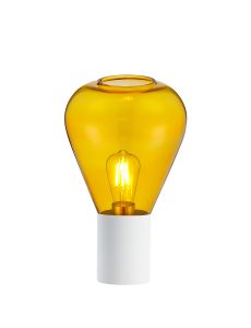 Odeyscene Table Lamp With Narrow Glass, 1 x E27, Satin White/Yellow/Clear PVC Cable