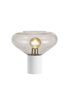 Odeyscene Table Lamp With Wide Glass, 1 x E27, Satin White/Clear/Clear PVC Cable