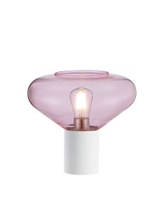 Odeyscene Table Lamp With Wide Glass, 1 x E27, Satin White/Pink/Clear PVC Cable