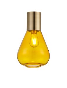 Odeyscene 23cm Ceiling Light With Narrow Glass, 1 x E27, Antique Brass/Yellow