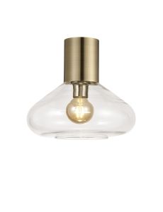 Odeyscene 31cm Ceiling Light With Wide Glass, 1 x E27, Antique Brass/Clear