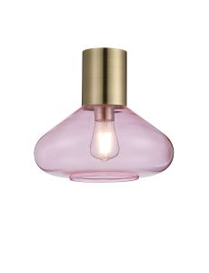 Odeyscene 31cm Ceiling Light With Wide Glass, 1 x E27, Antique Brass/Pink