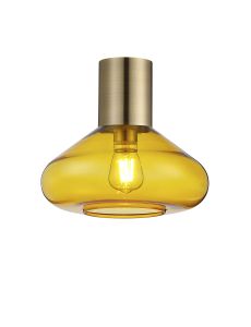 Odeyscene 31cm Ceiling Light With Wide Glass, 1 x E27, Antique Brass/Yellow