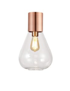 Odeyscene 23cm Ceiling Light With Narrow Glass, 1 x E27, Antique Copper/Clear