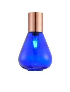 Odeyscene 23cm Ceiling Light With Narrow Glass, 1 x E27, Antique Copper/Blue Ink