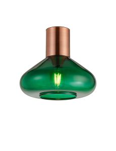 Odeyscene 31cm Ceiling Light With Wide Glass, 1 x E27, Antique Copper/Bottle Green