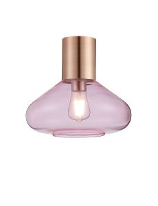 Odeyscene 31cm Ceiling Light With Wide Glass, 1 x E27, Antique Copper/Pink