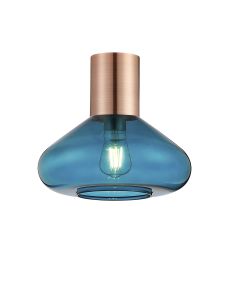 Odeyscene 31cm Ceiling Light With Wide Glass, 1 x E27, Antique Copper/Teal Blue