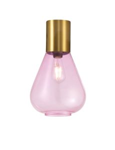Odeyscene 23cm Ceiling Light With Narrow Glass, 1 x E27, Aged Brass/Lilac