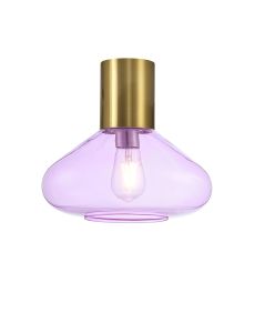 Odeyscene 31cm Ceiling Light With Wide Glass, 1 x E27, Aged Brass/Lilac