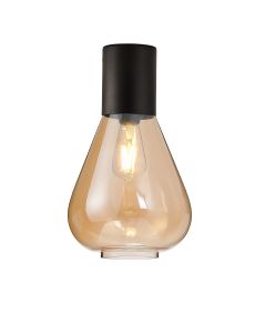 Odeyscene 23cm Ceiling Light With Narrow Glass, 1 x E27, Satin Black/Amber