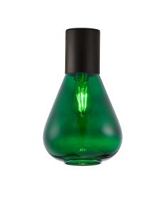 Odeyscene 23cm Ceiling Light With Narrow Glass, 1 x E27, Satin Black/Bottle Green