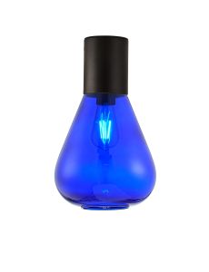 Odeyscene 23cm Ceiling Light With Narrow Glass, 1 x E27, Satin Black/Blue Ink