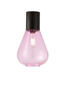 Odeyscene 23cm Ceiling Light With Narrow Glass, 1 x E27, Satin Black/Lilac