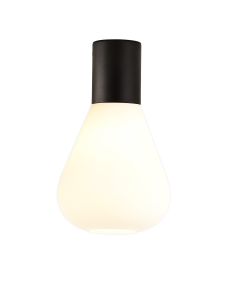 Odeyscene 23cm Ceiling Light With Narrow Glass, 1 x E27, Satin Black/Opal