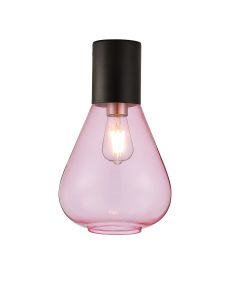Odeyscene 23cm Ceiling Light With Narrow Glass, 1 x E27, Satin Black/Pink