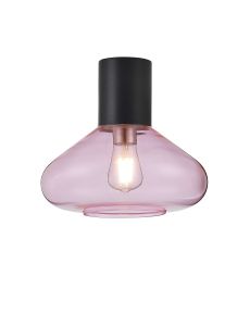 Odeyscene 31cm Ceiling Light With Wide Glass, 1 x E27, Satin Black/Pink