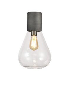 Odeyscene 23cm Ceiling Light With Narrow Glass, 1 x E27, Pewter/Clear
