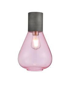 Odeyscene 23cm Ceiling Light With Narrow Glass, 1 x E27, Pewter/Pink