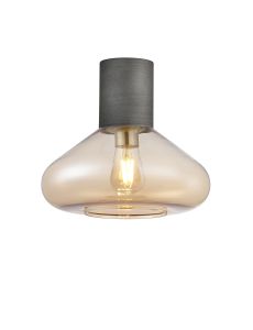 Odeyscene 31cm Ceiling Light With Wide Glass, 1 x E27, Pewter/Amber