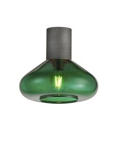 Odeyscene 31cm Ceiling Light With Wide Glass, 1 x E27, Pewter/Bottle Green