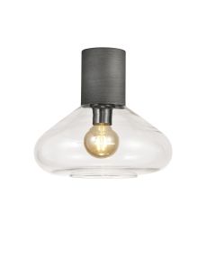 Odeyscene 31cm Ceiling Light With Wide Glass, 1 x E27, Pewter/Clear