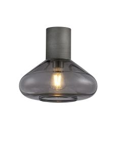 Odeyscene 31cm Ceiling Light With Wide Glass, 1 x E27, Pewter/Inky Black