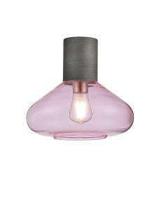 Odeyscene 31cm Ceiling Light With Wide Glass, 1 x E27, Pewter/Pink