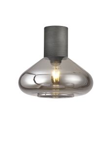 Odeyscene 31cm Ceiling Light With Wide Glass, 1 x E27, Pewter/Smoke