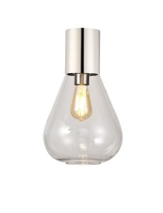 Odeyscene 23cm Ceiling Light With Narrow Glass, 1 x E27, Polished Nickel/Clear