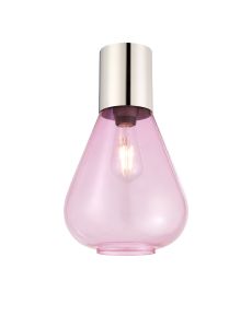 Odeyscene 23cm Ceiling Light With Narrow Glass, 1 x E27, Polished Nickel/Lilac