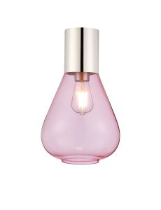 Odeyscene 23cm Ceiling Light With Narrow Glass, 1 x E27, Polished Nickel/Pink