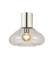 Odeyscene 31cm Ceiling Light With Wide Glass, 1 x E27, Polished Nickel/Clear