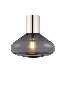 Odeyscene 31cm Ceiling Light With Wide Glass, 1 x E27, Polished Nickel/Inky Black