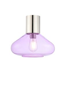 Odeyscene 31cm Ceiling Light With Wide Glass, 1 x E27, Polished Nickel/Lilac