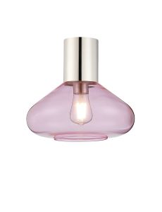 Odeyscene 31cm Ceiling Light With Wide Glass, 1 x E27, Polished Nickel/Pink