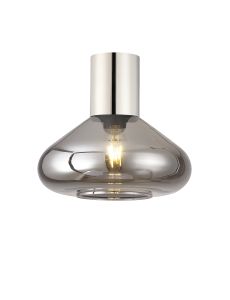 Odeyscene 31cm Ceiling Light With Wide Glass, 1 x E27, Polished Nickel/Smoke