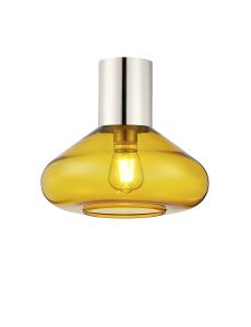 Odeyscene 31cm Ceiling Light With Wide Glass, 1 x E27, Polished Nickel/Yellow