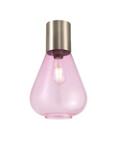 Odeyscene 23cm Ceiling Light With Narrow Glass, 1 x E27, Satin Nickel/Lilac