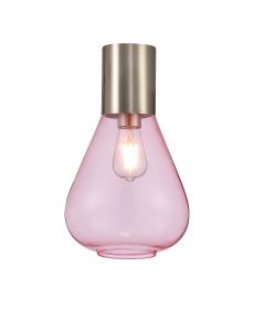 Odeyscene 23cm Ceiling Light With Narrow Glass, 1 x E27, Satin Nickel/Pink