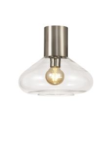 Odeyscene 31cm Ceiling Light With Wide Glass, 1 x E27, Satin Nickel/Clear