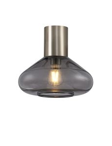 Odeyscene 31cm Ceiling Light With Wide Glass, 1 x E27, Satin Nickel/Inky Black