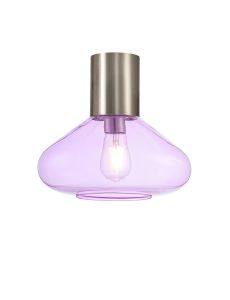 Odeyscene 31cm Ceiling Light With Wide Glass, 1 x E27, Satin Nickel/Lilac