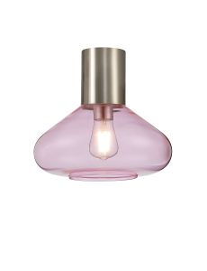 Odeyscene 31cm Ceiling Light With Wide Glass, 1 x E27, Satin Nickel/Pink