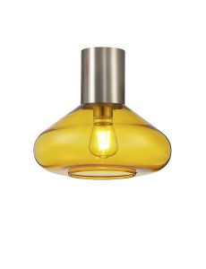 Odeyscene 31cm Ceiling Light With Wide Glass, 1 x E27, Satin Nickel/Yellow