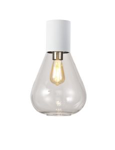 Odeyscene 23cm Ceiling Light With Narrow Glass, 1 x E27, Satin White/Clear