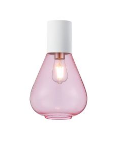 Odeyscene 23cm Ceiling Light With Narrow Glass, 1 x E27, Satin White/Pink
