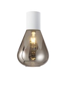 Odeyscene 23cm Ceiling Light With Narrow Glass, 1 x E27, Satin White/Smoke