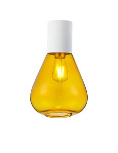 Odeyscene 23cm Ceiling Light With Narrow Glass, 1 x E27, Satin White/Yellow