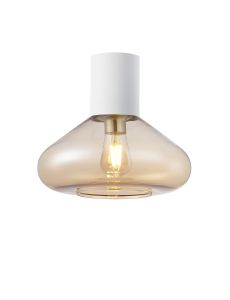 Odeyscene 31cm Ceiling Light With Wide Glass, 1 x E27, Satin White/Amber